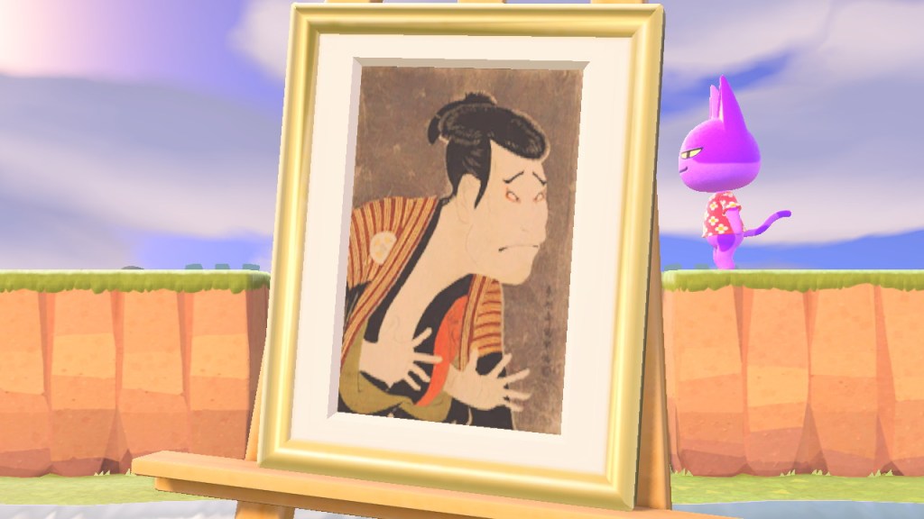 Bob things this fake scary painting is not so scary.