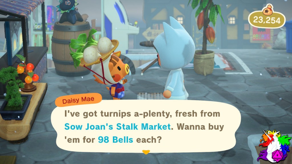 Daisy Mae offering a price for turnips