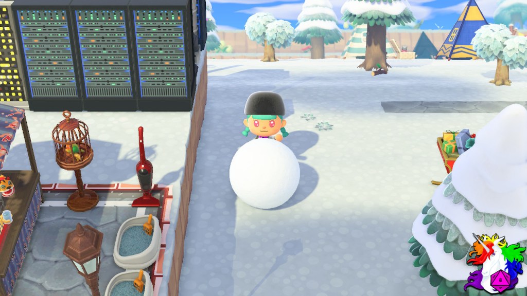 Snowball at max height when you push it to the camera and it is just a hair away from the villager's chin.