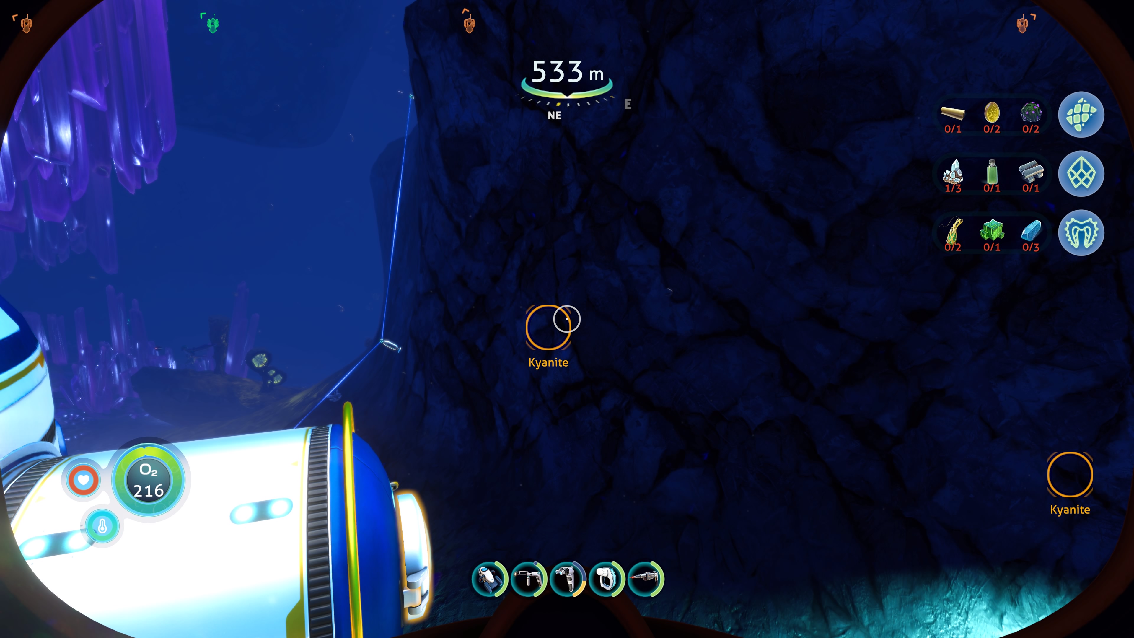 Screenshot showing items from the scanner on the HUD