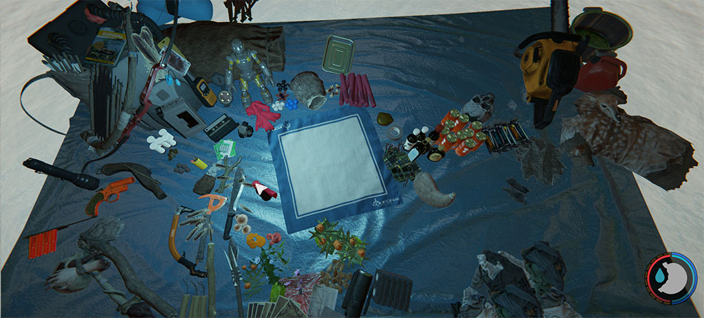 Crafting mat in The Forest to demonstrate how it is laid out